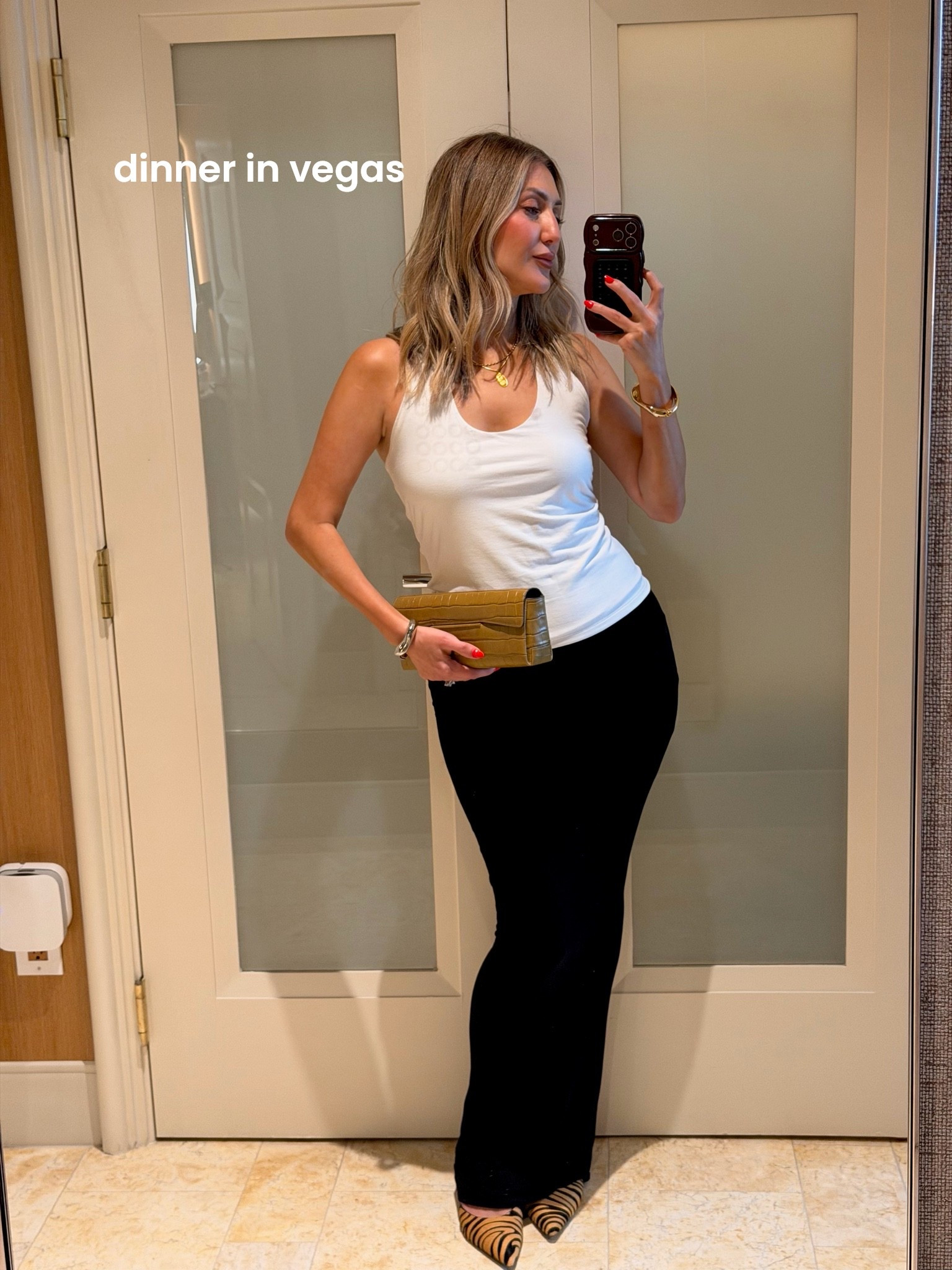 Dinner in Vegas outfit! Styled my basics with pops of animal print!! Loving animal print for fall.

Animal print shoes 
Animal print clutch 
Toteme 
Croc clutch 
Animal print handbag 
Vegas dinner outfit 
Fall outfit ideas 
Date night outfit  ideas 
Halter top
Black maxi skirt

#LTKgrwm #LTKselfcare #LTKootd