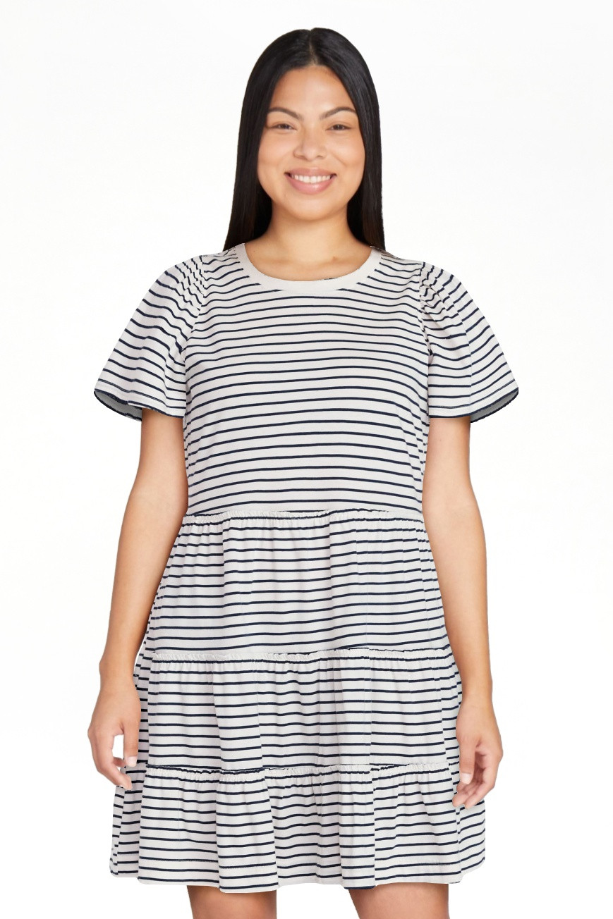 Time and Tru Women's and Women’s Plus Cotton Swing Dress with Short Sleeves, Sizes XS-4X | Walmart (US)