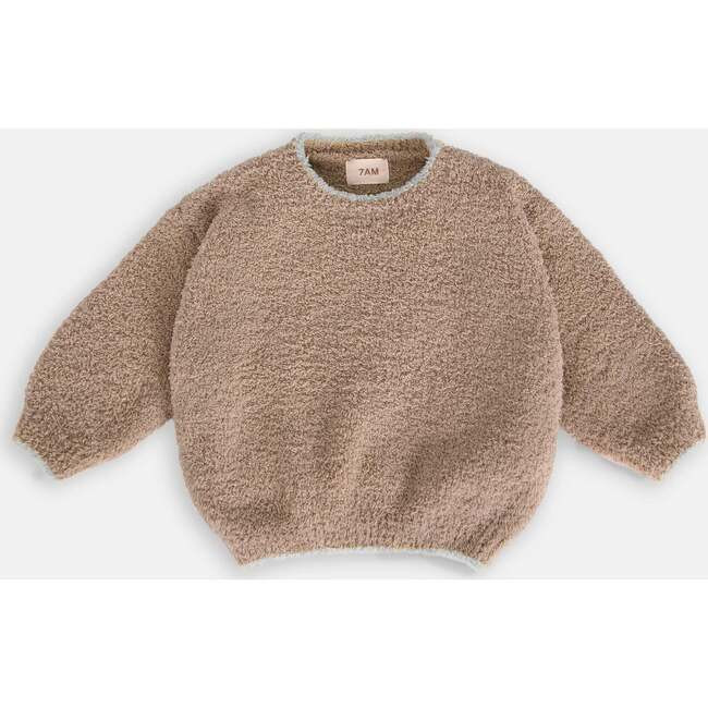 7AM Enfant | Fuzzy Boxy Sweater, Taupe (Brown, Size 12-24M) | Maisonette | Maisonette