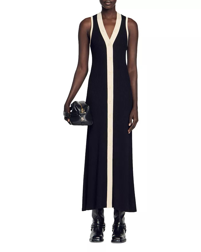 Sandro Gabriella Two Tone Rib Knit Maxi Dress Back to results -  Women - Bloomingdale's | Bloomingdale's (US)