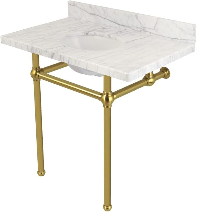 Kingston Brass Fauceture KVPB36MB7 Templeton Carrara Marble Bathroom Console Vanity with Brass Pe... | Amazon (US)