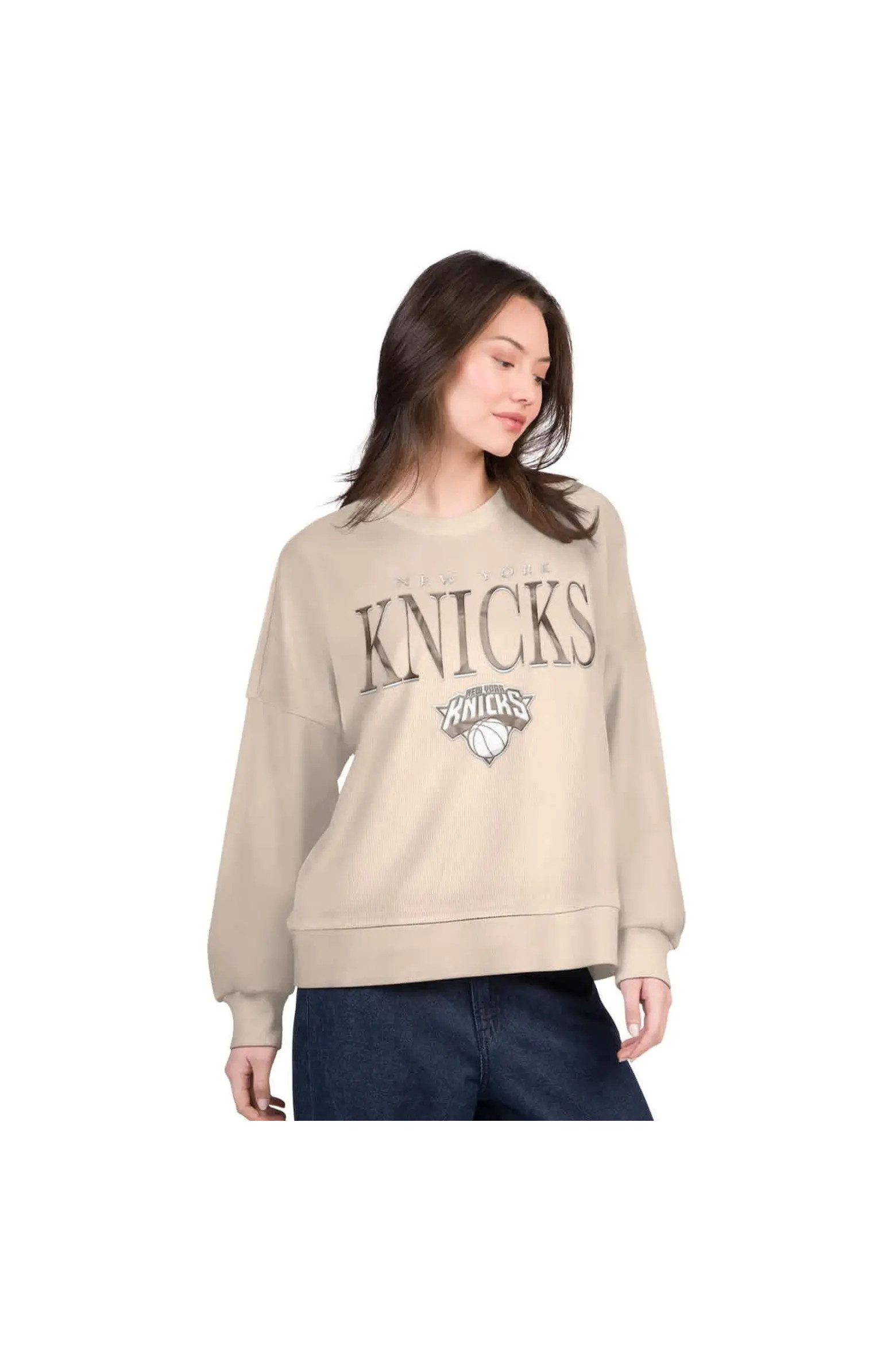 Women's G-III 4Her by Carl Banks Natural New York Knicks Oversized Vet II Sweatshirt (Women) | No... | Nordstrom
