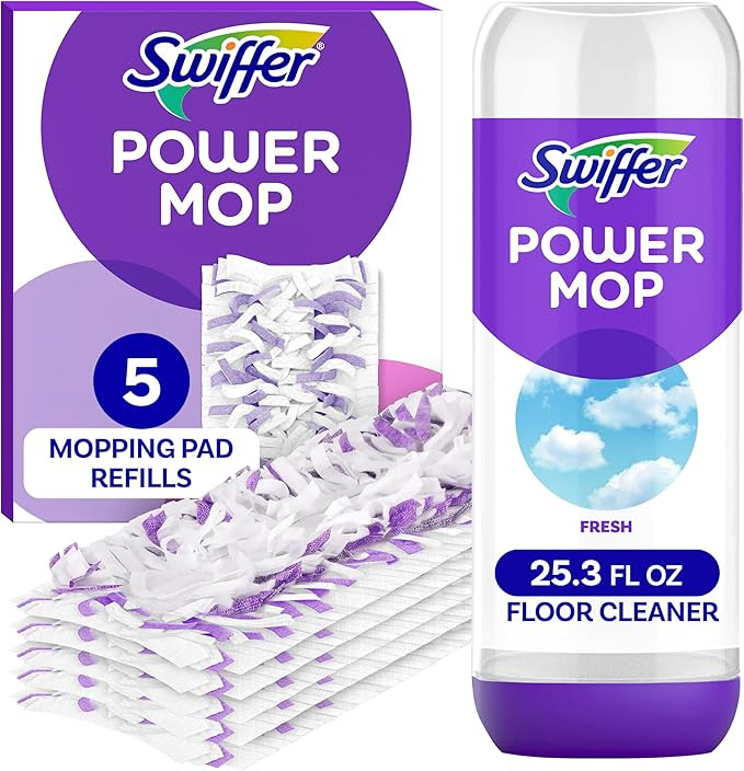 Swiffer Power Mop Refill Pack, Floor Cleaner for Mopping Tile, Vinyl, Laminate, Wood in Home, Bat... | Amazon (US)