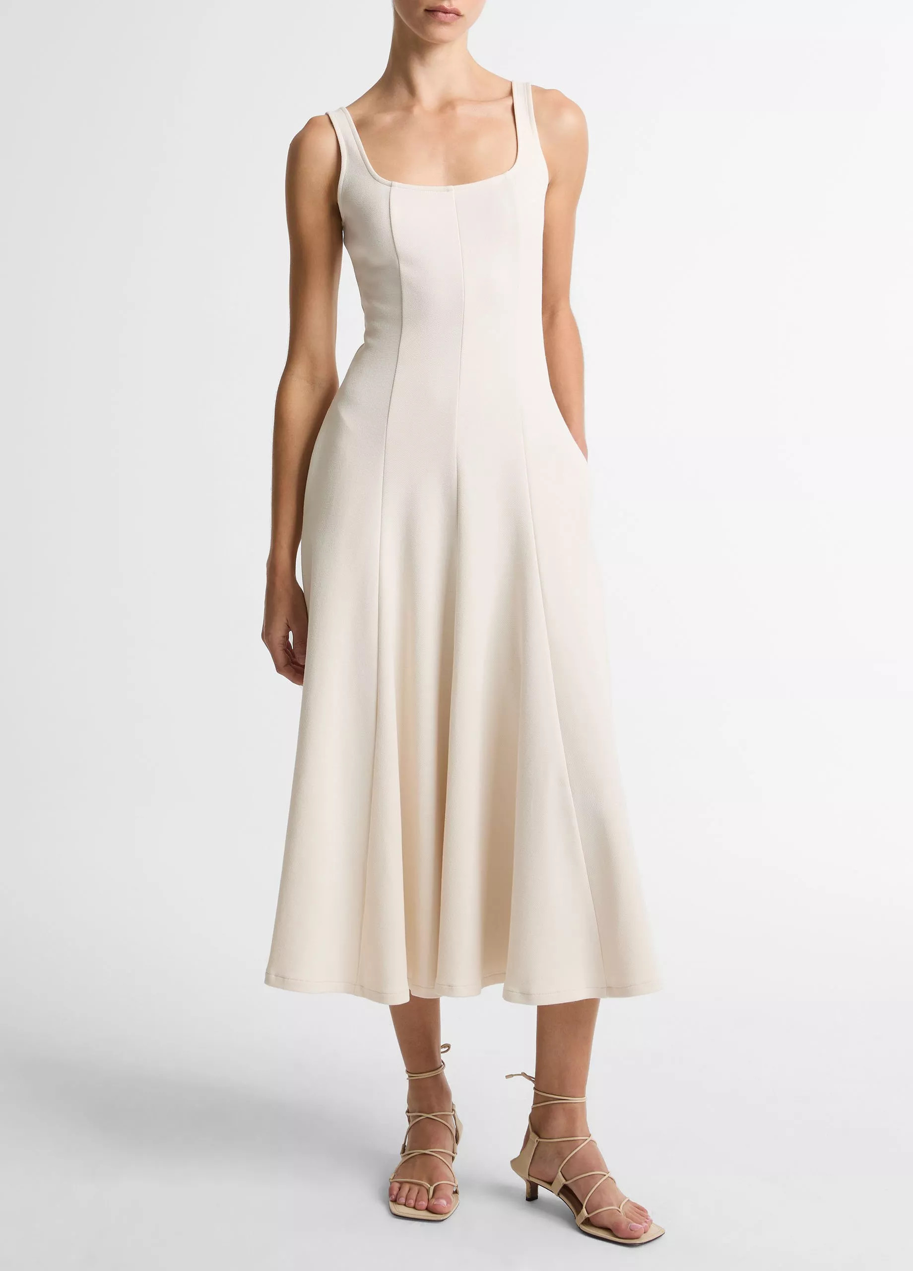 Seamed Cotton-Blend Square-Neck Dress | Vince LLC