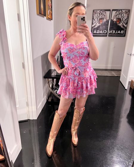 Floral romper
Fitted/size up

Summer outfit. Amanda upricgard. Skort. Vacation outfit. Vacation look. Luchesse boots. Luchesse Priscilla rose gold. 

#LTKStyleTip #LTKParties #LTKShoeCrush