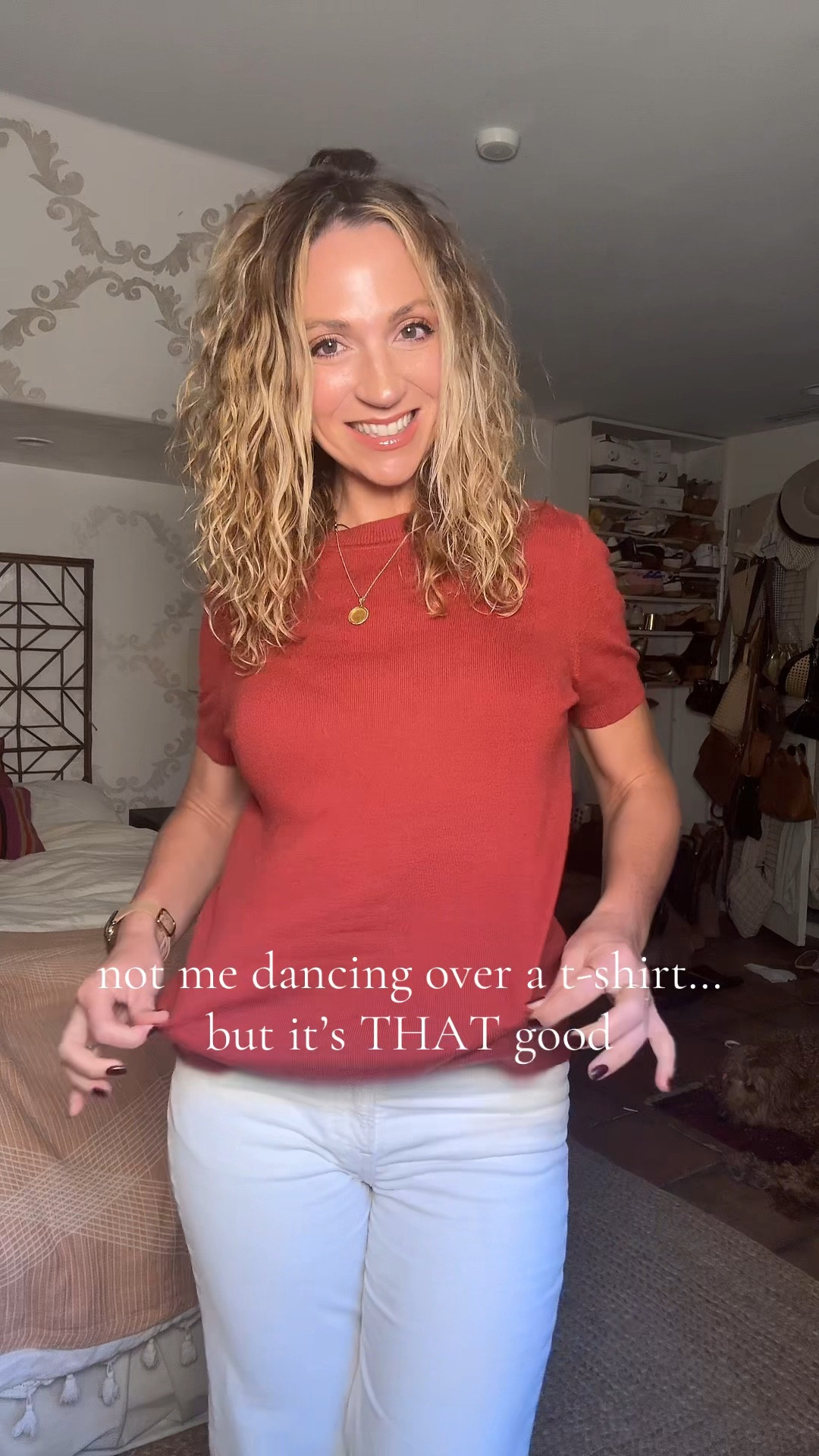 spring outfits 2026 • business casual workwear • elevated basics

This is one of those not your average tee pieces 🤍 this fine knit top has a silky, cashmere-like feel with a soft sheen that instantly elevates your look.

Perfect for business casual work outfits, and easy spring outfits 2026 — whether you’re heading to the office, styling a teacher outfit, or just want to feel a little more put together day to day.

It’s breathable, doesn’t cling, and lays so nicely whether you tuck it in or wear it out. The quality is honestly amazing for the price, and it comes in so many beautiful colors.

Such an easy, affordable staple that belongs in every wardrobe ✨ linking in my LTK
I’m wearing a med and am 5’7” for reference and usually wear a size medium in bottoms and small in tops. 