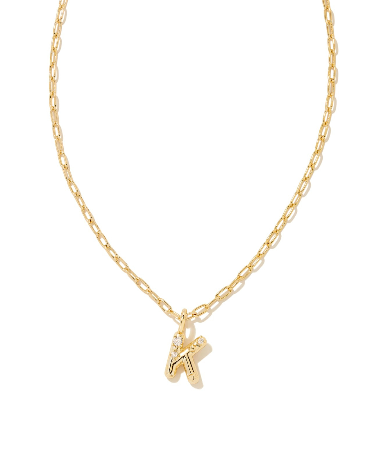 Crystal Letter A Gold Short Pendant Necklace in White Crystal | Kendra Scott | Kendra Scott