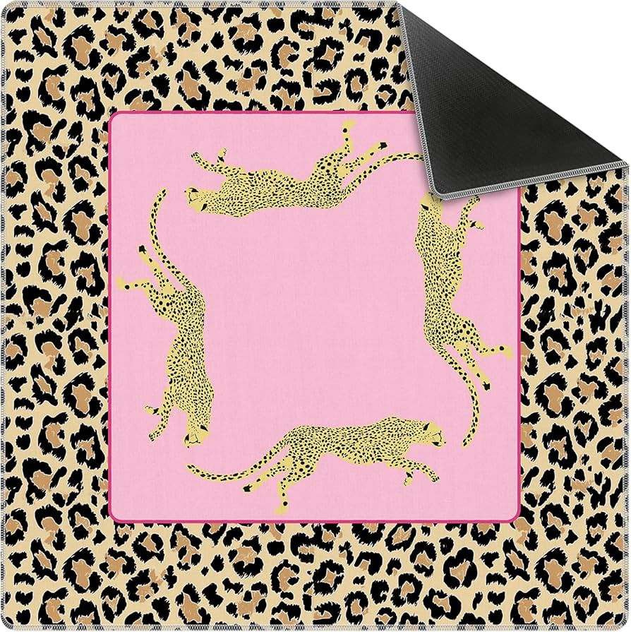 Hot Pink Cute Leopard Mahjong Mat 31.5 x 31.5 Inch, Preppy Pink Y2K Cheetah Non-Slip Noise Reduct... | Amazon (US)