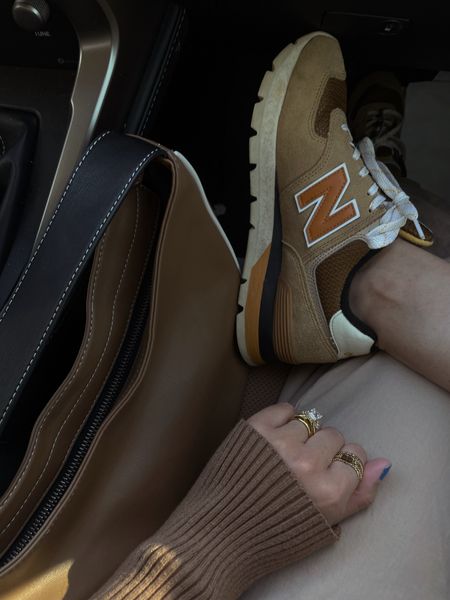 New balance sneakers, brown handbag, brown tones, engagement ring 

#LTKitbag #LTKSeasonal #LTKfindsunder100