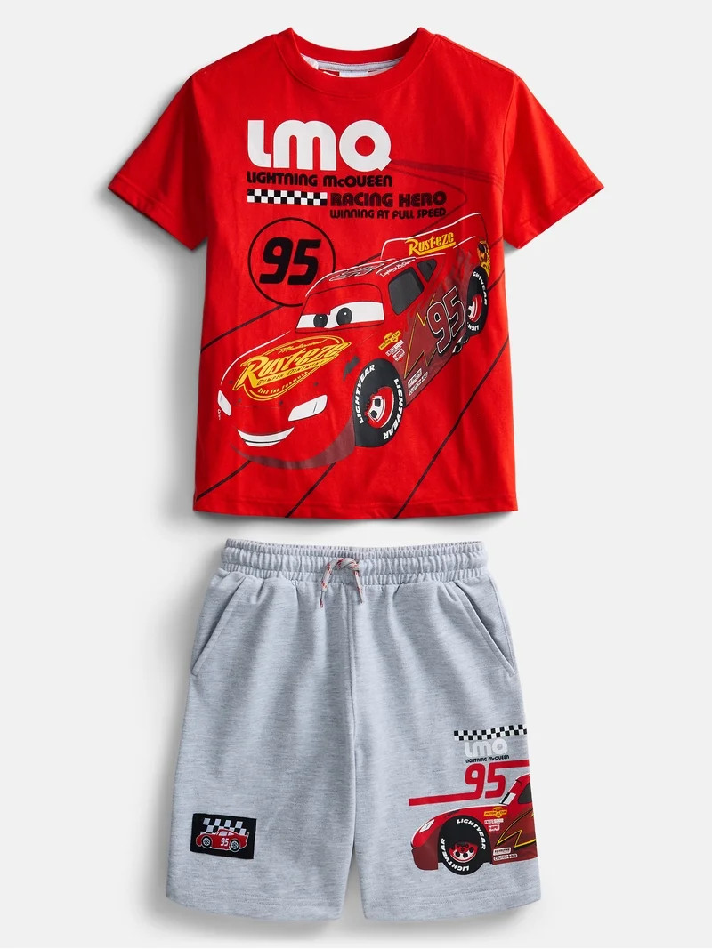 Disney Pixar Cars Lightning McQueen Boys Graphic Tee and Short Set, 2 Piece, Sizes 4-16 | Walmart (US)