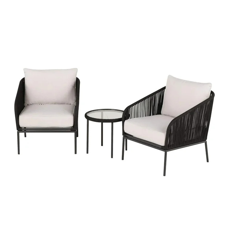 Four Seasons Courtyard Carrabelle 3 Piece Chat Set with Woven Rope Design - Walmart.com | Walmart (US)