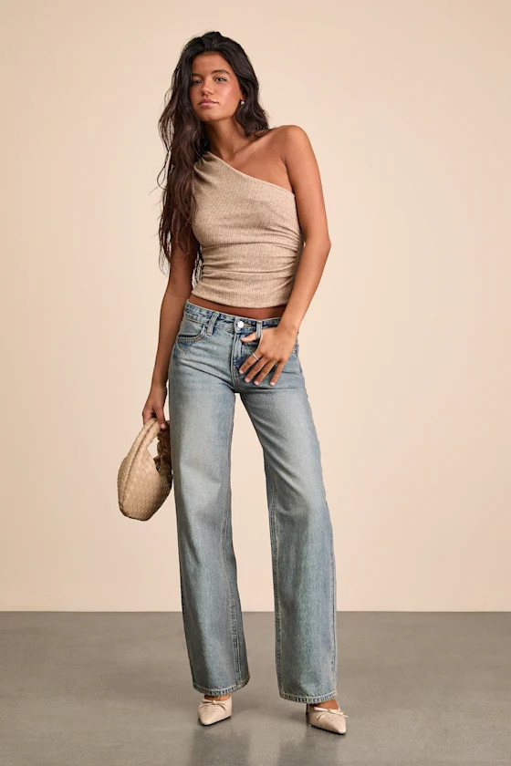 Sammy Light Wash Low-Rise Straight Leg Jeans | Lulus