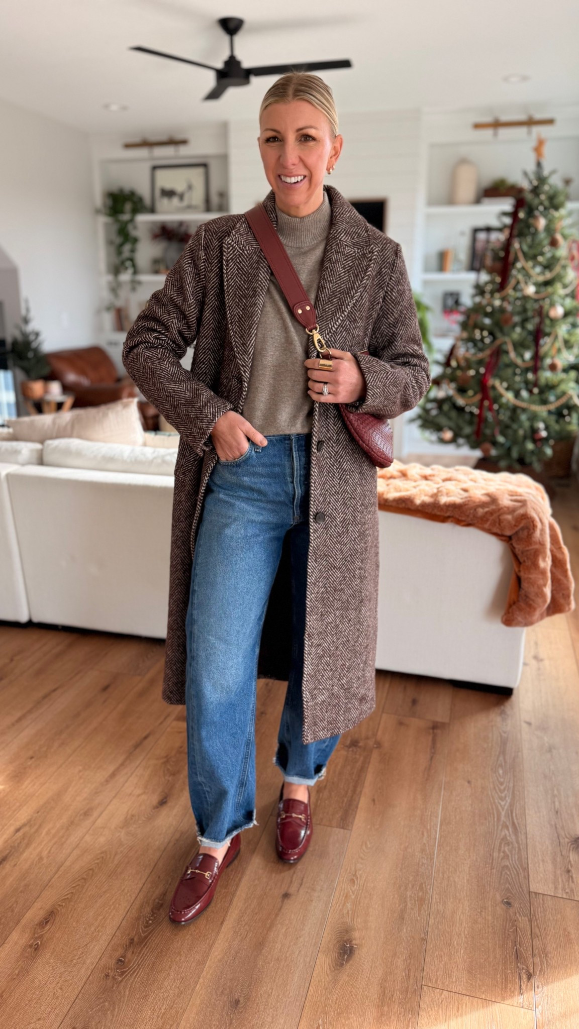 A classic and comfy base with pops of burgundy! Love elevating an outfit by adding an unexpected color!

#LTKootd #LTKStyleTip #LTKOver40