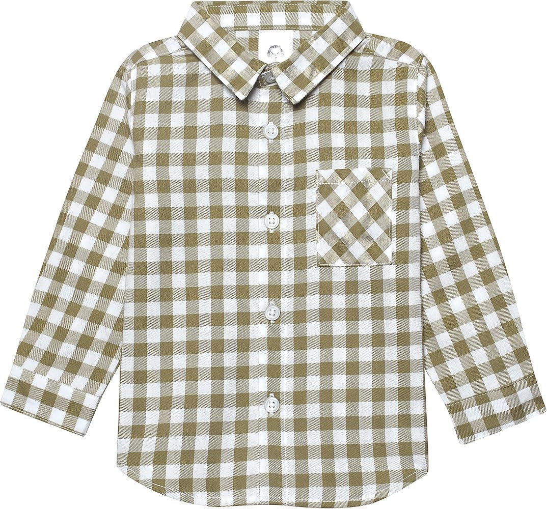 Gerber Baby and Toddler Boys Long Sleeve Button Up Plaid Shirt | Amazon (US)