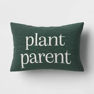 'Plant Parent' Lumbar Throw Pillow Dark Green/Ivory - Room Essentials™ | Target