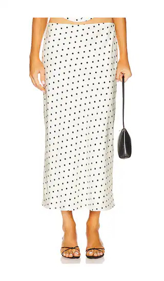 Karlita Midi Skirt in White Polka | Revolve Clothing (Global)