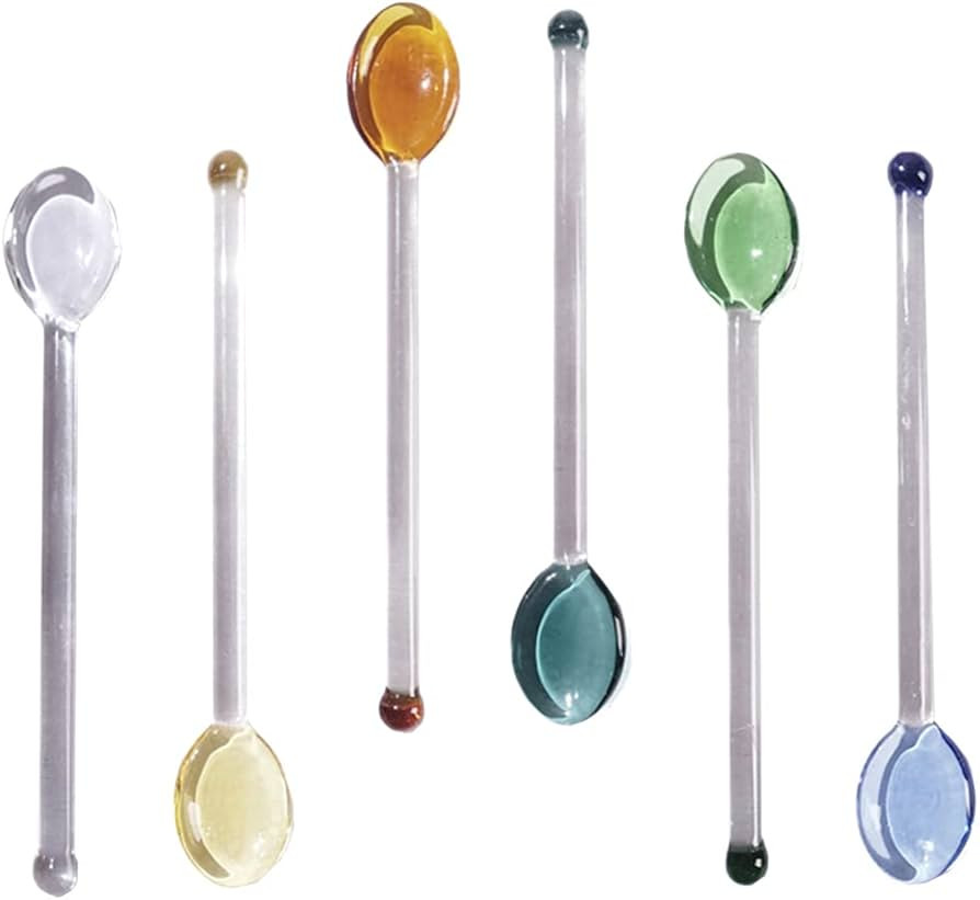 6Pcs glass mixing Glass, Glass Stirring Rod Glass Teaspoons Stirring for Salt Sugar Tea Coffee Co... | Amazon (US)