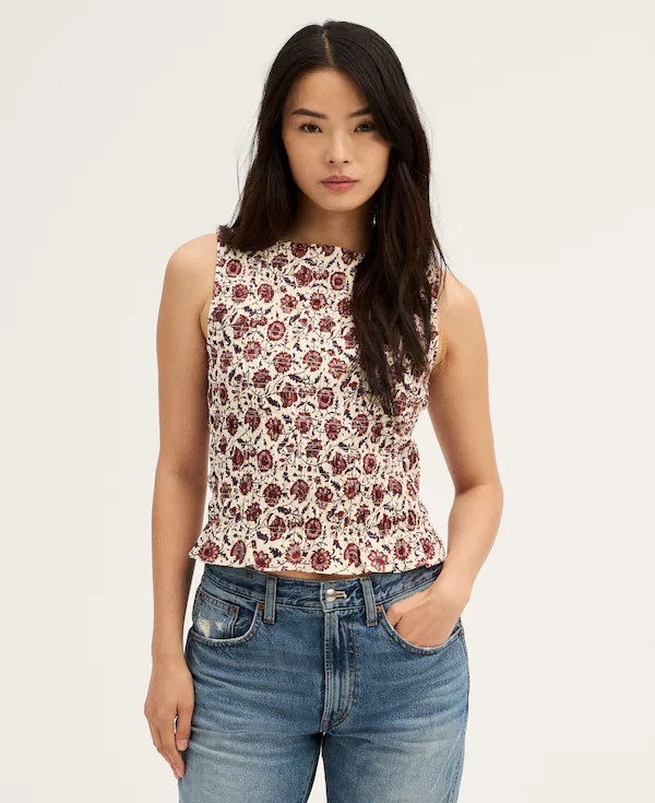 Smocked Boatneck Sleeveless Top | Madewell