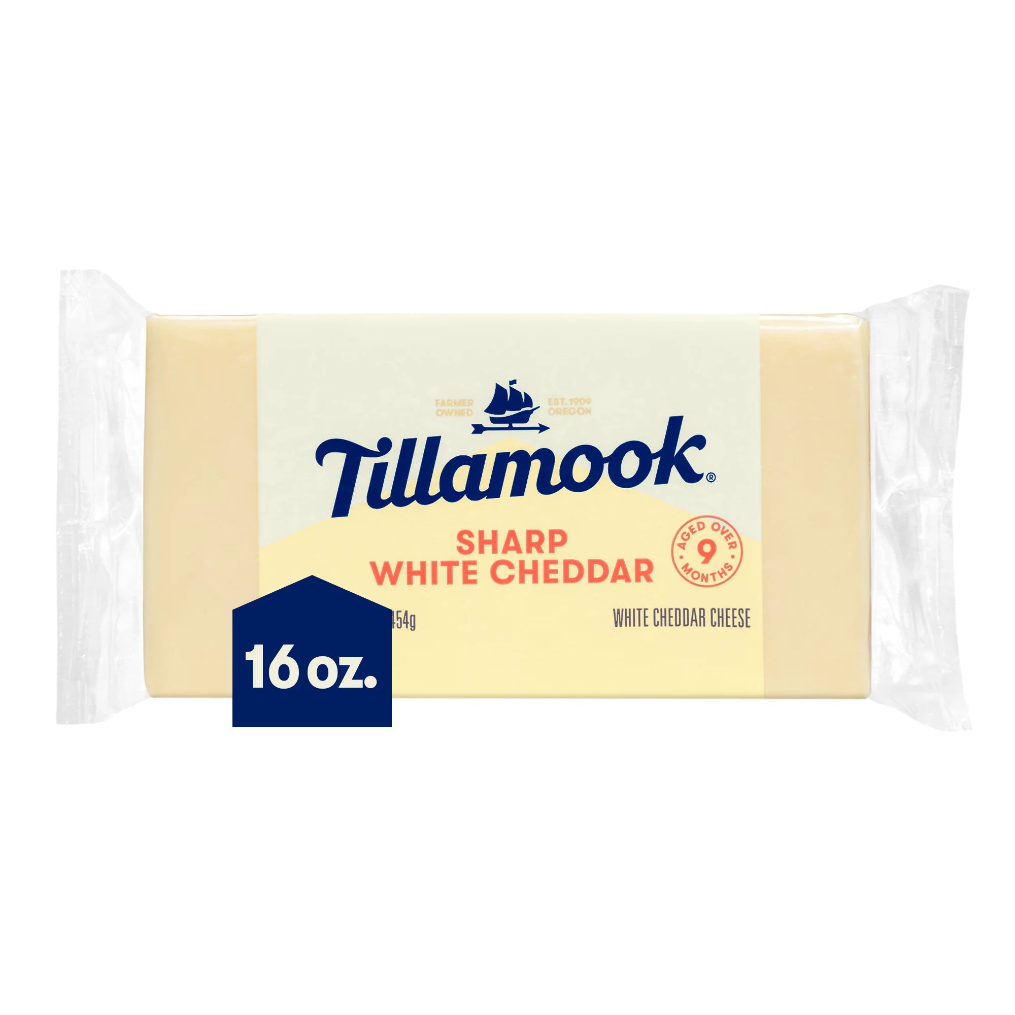 Tillamook Sharp White Cheddar Cheese Block, 1 lb (Aged 9 Months) | Walmart (US)