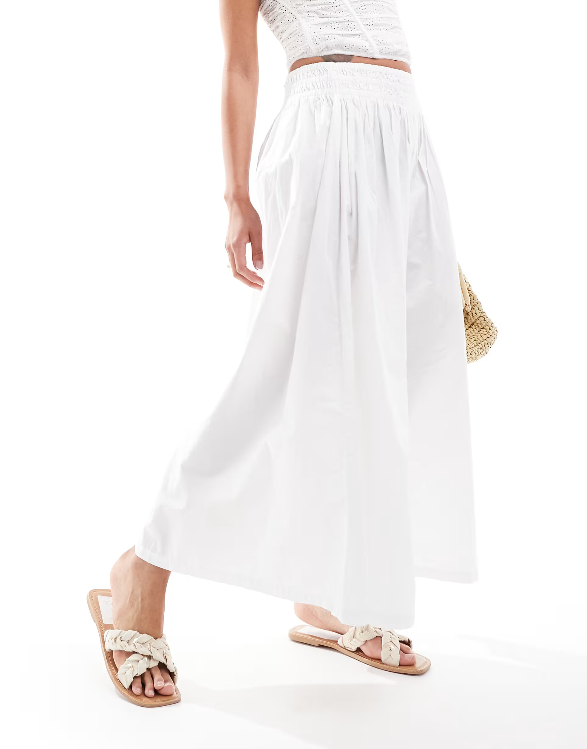 Bershka poplin maxi skirt in ecru | ASOS | ASOS (Global)