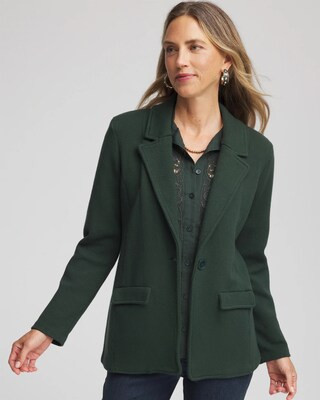 Women's Single-Breasted Sweater Blazer in Darkest Spruce | Chico's | Chico's