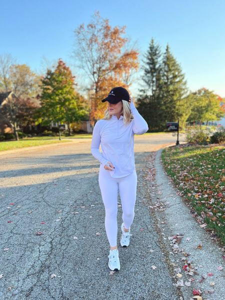 Fabletics lavender set; new balance shoes; Anine bing black hat; comfy athleisure for fall