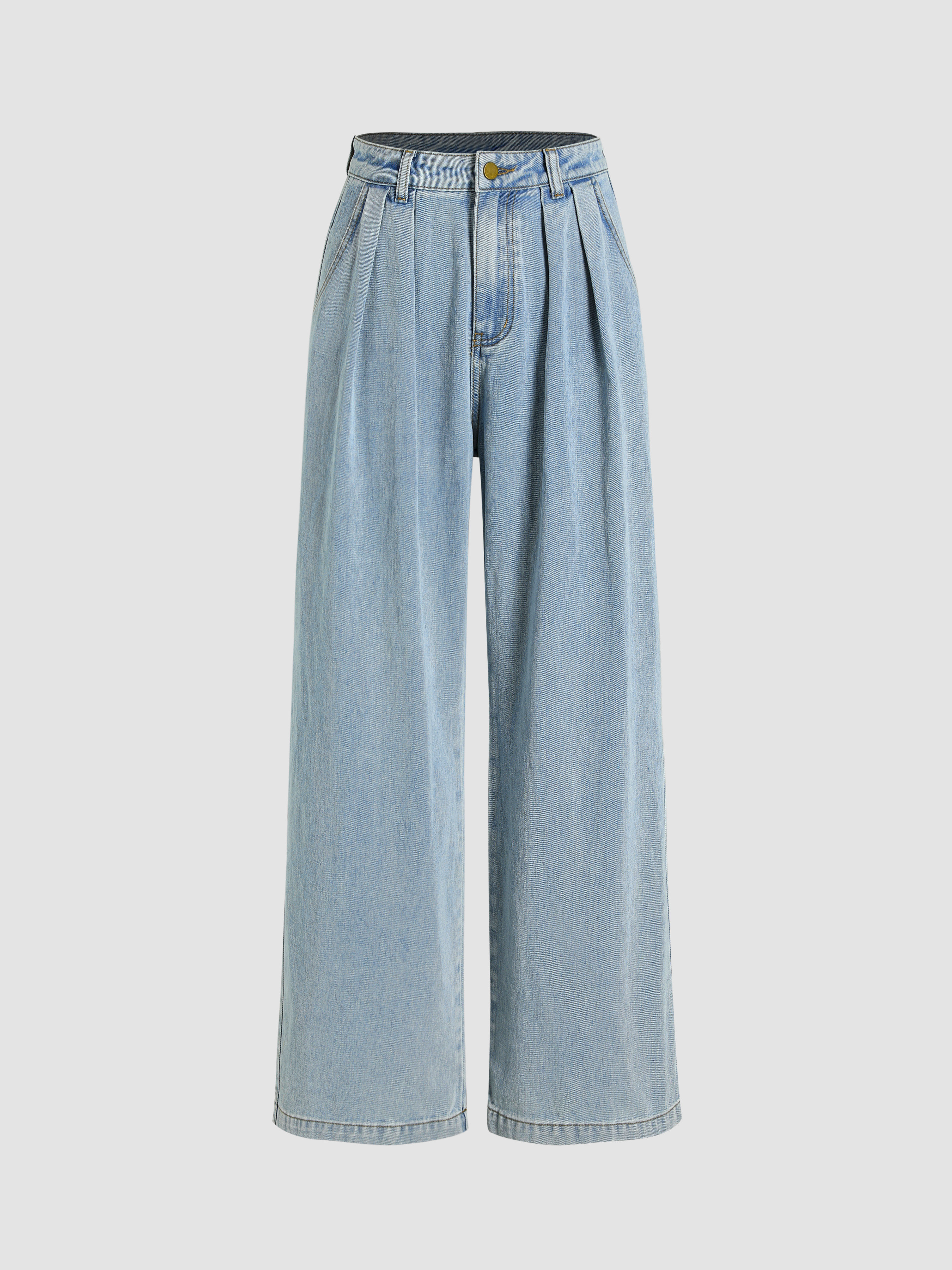 Cowboy Western Outfits Denim Denim Mid Rise Pleated Wide Leg Jeans For School Daily Casual | Cider