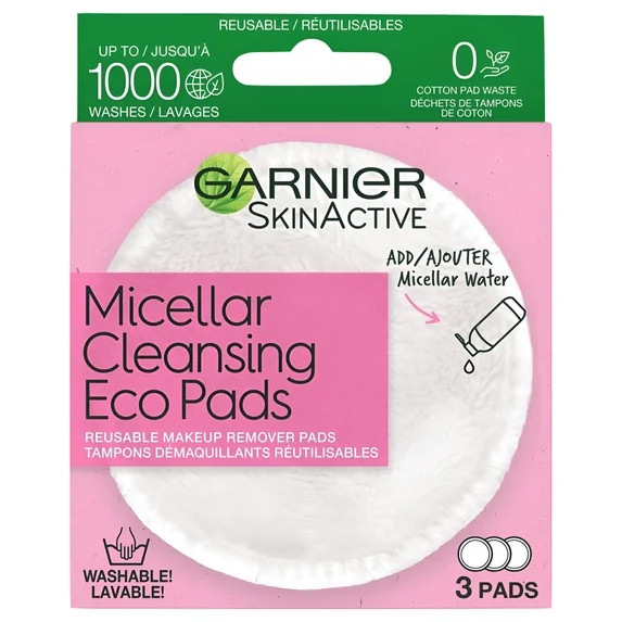 Garnier SkinActive Micellar Cleansing Eco Pads, Makeup Remover, Face Cleanser, Adult, 3 Count | Walmart (US)