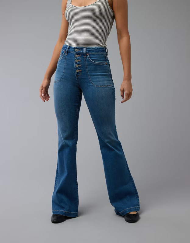 AE Next Level Super High-Waisted Flare Jean | American Eagle Outfitters (US & CA)