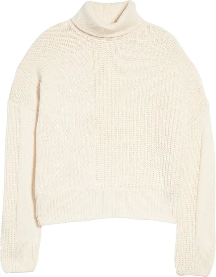 Oversize Mixed Stitch Turtleneck Sweater | Nordstrom