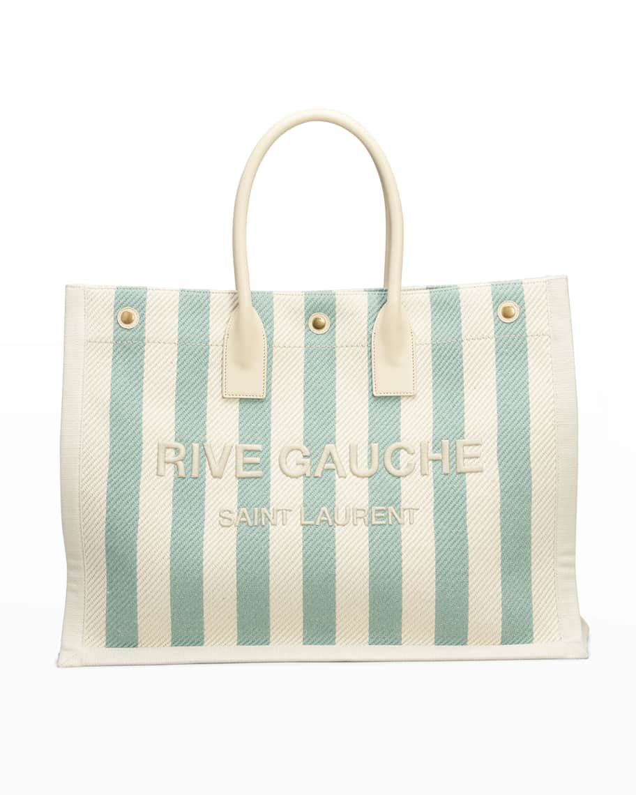 Saint Laurent Rive Gauche Striped Canvas Tote Bag | Neiman Marcus