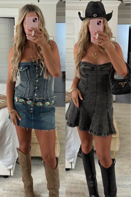 Country concert outfit ideas! Exact denim top is Zara. Wearing a 28 in the skirt and a large in the dress on the right!

Western style
Concert outfits
Nashville outfit 
Morgan wallen concert
Denim outfits 

#LTKFindsUnder100 #LTKStyleTip #LTKTravel