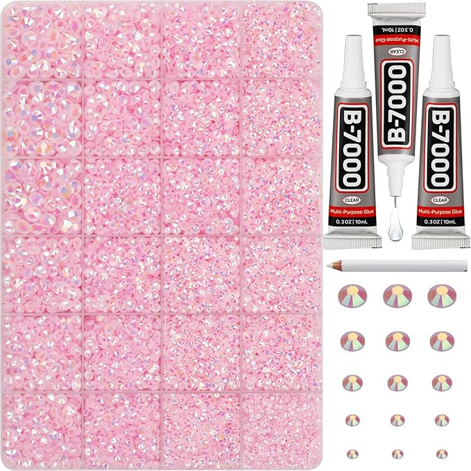 33000Pcs Pink Rhinestones for Bedazzling, Bedazzler Kit with Flatback Craft Rhinestones Light Bab... | Amazon (US)