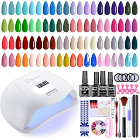 JEWHITENY Gel Nail Polish Kit with U V Light 120W LED Nail Lamp 33 Colors Gel Nail Polish Starter Ki | Amazon (US)