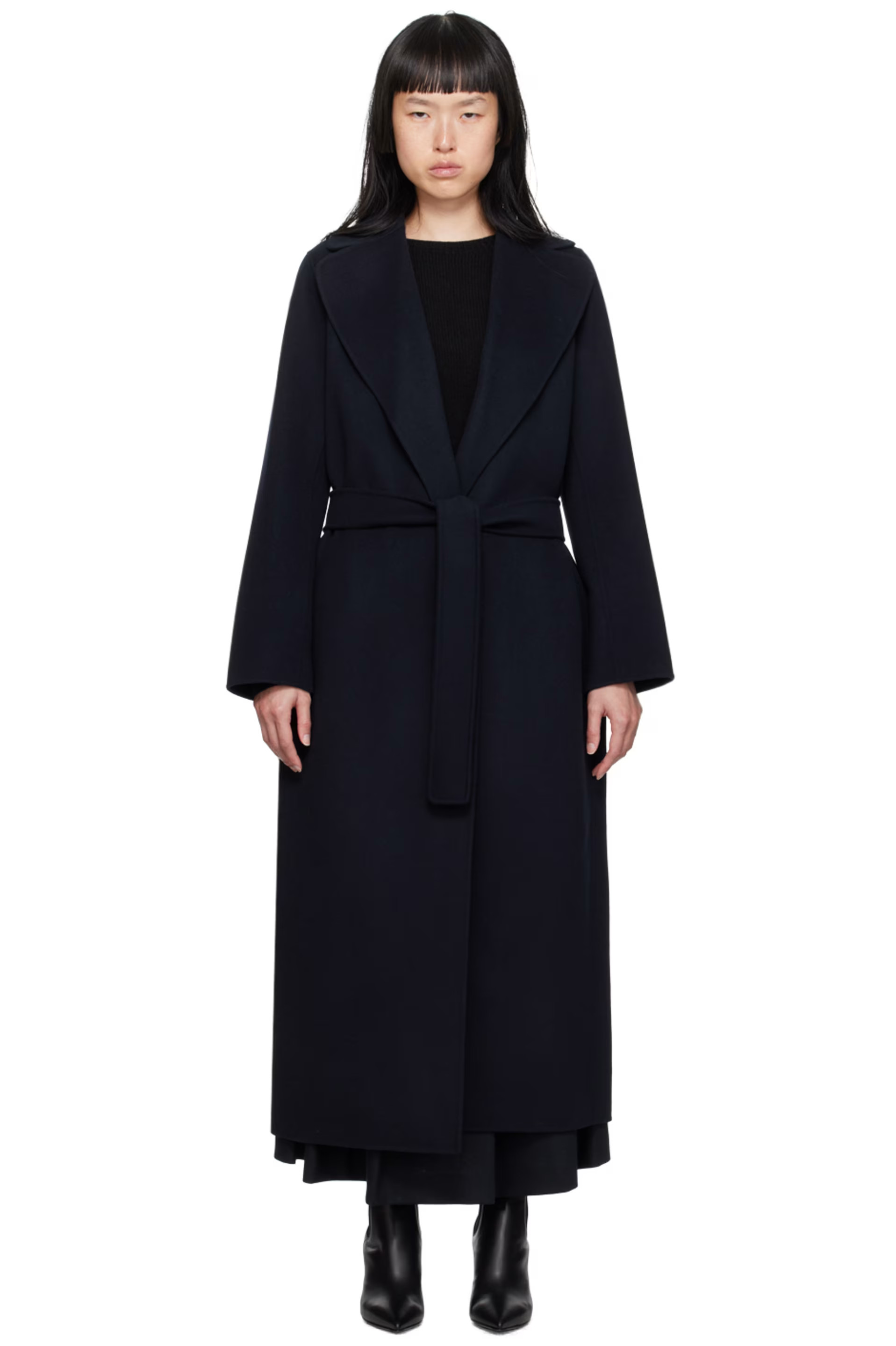 S Max Mara - Navy Poldo Coat | SSENSE