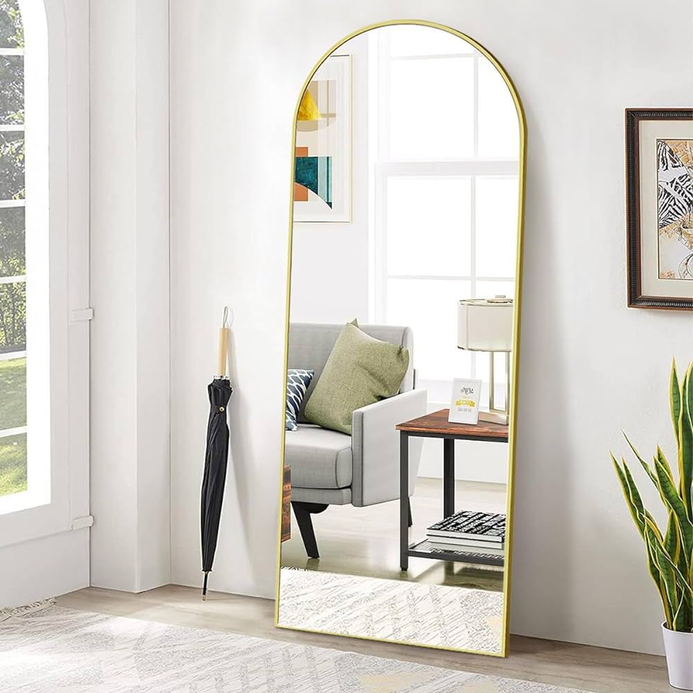 BEAUTYPEAK 65"x24" Arch Floor Mirror, Full Length Mirror Wall Mirror Hanging or Leaning Arched-To... | Amazon (US)