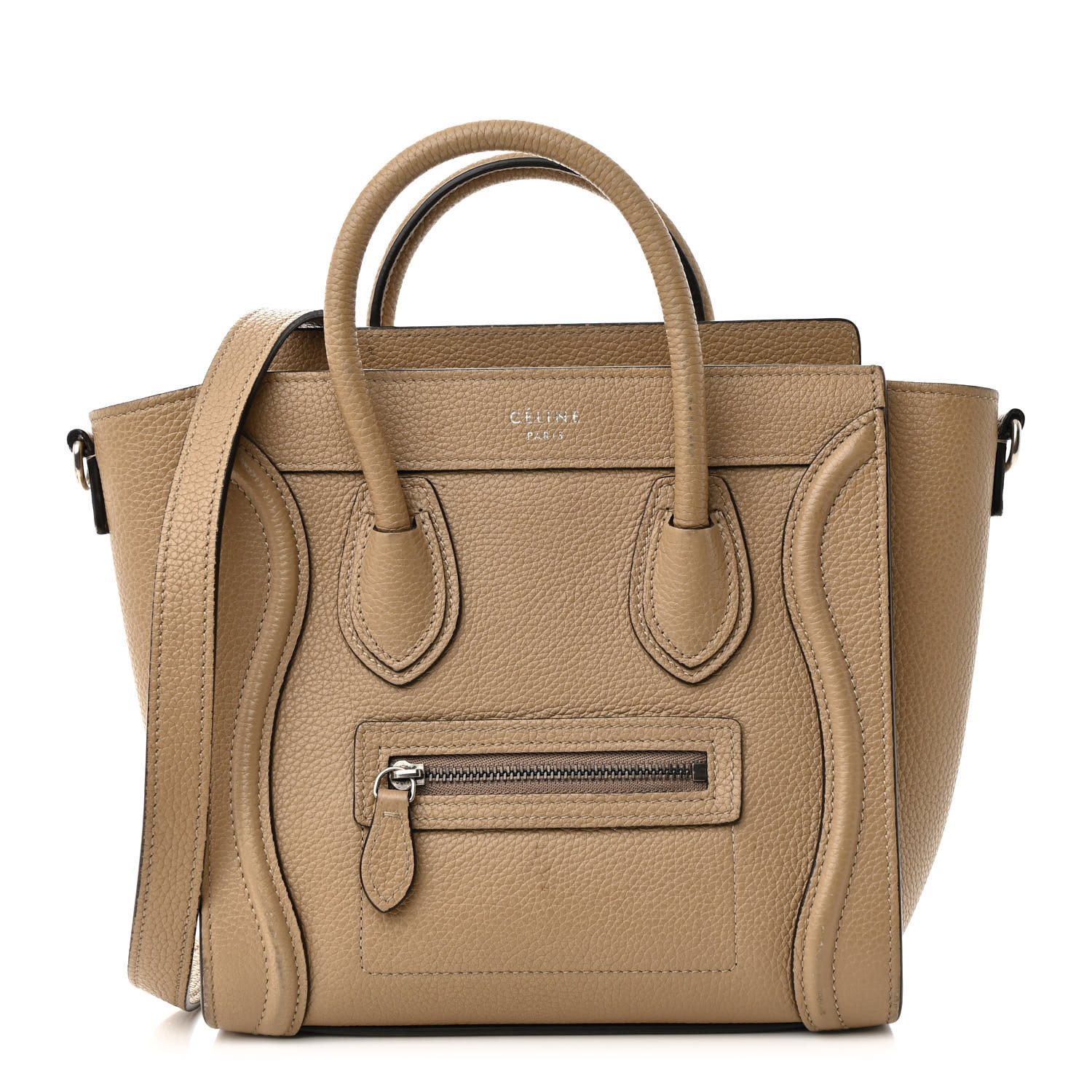 Celine Drummed Calfskin Nano Luggage Dune | FASHIONPHILE (US)