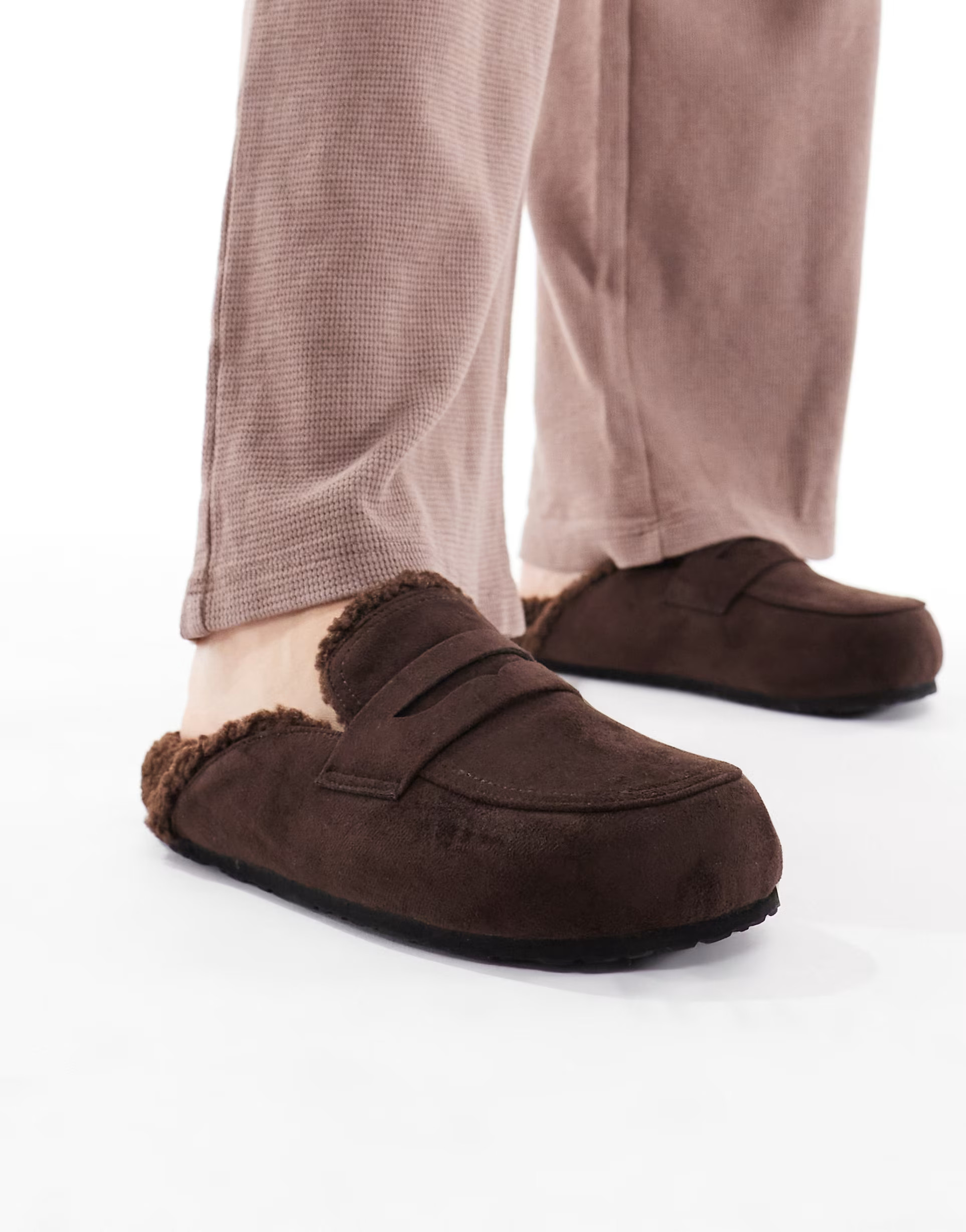 SEQWL Soda fur lined mules in chocolate | ASOS (Global)