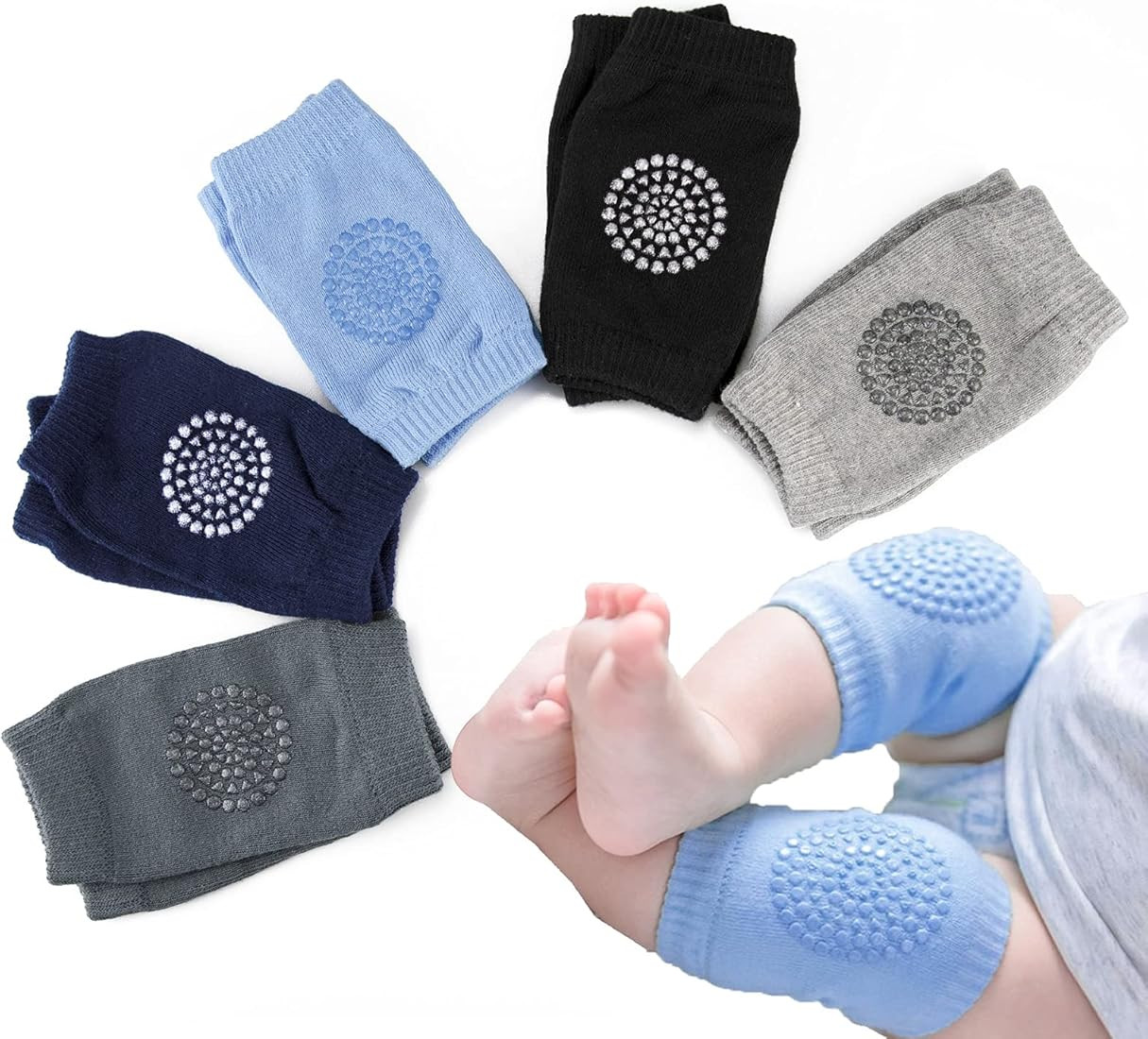 Little World Baby knee Pads for Crawling - 5 Pack Anti Slip Unisex Baby Knee Protectors - Toddler... | Amazon (US)