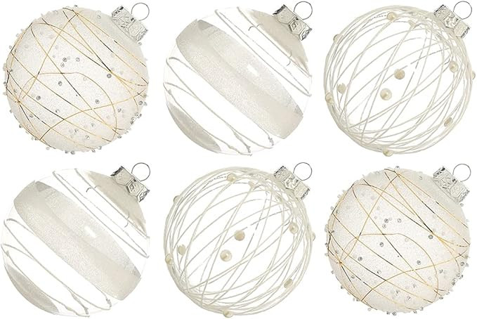 XmasExp Christmas Ball Ornaments Set-70mm/2.76" White Large Shatterproof Clear Glitter Pastic Chr... | Amazon (US)
