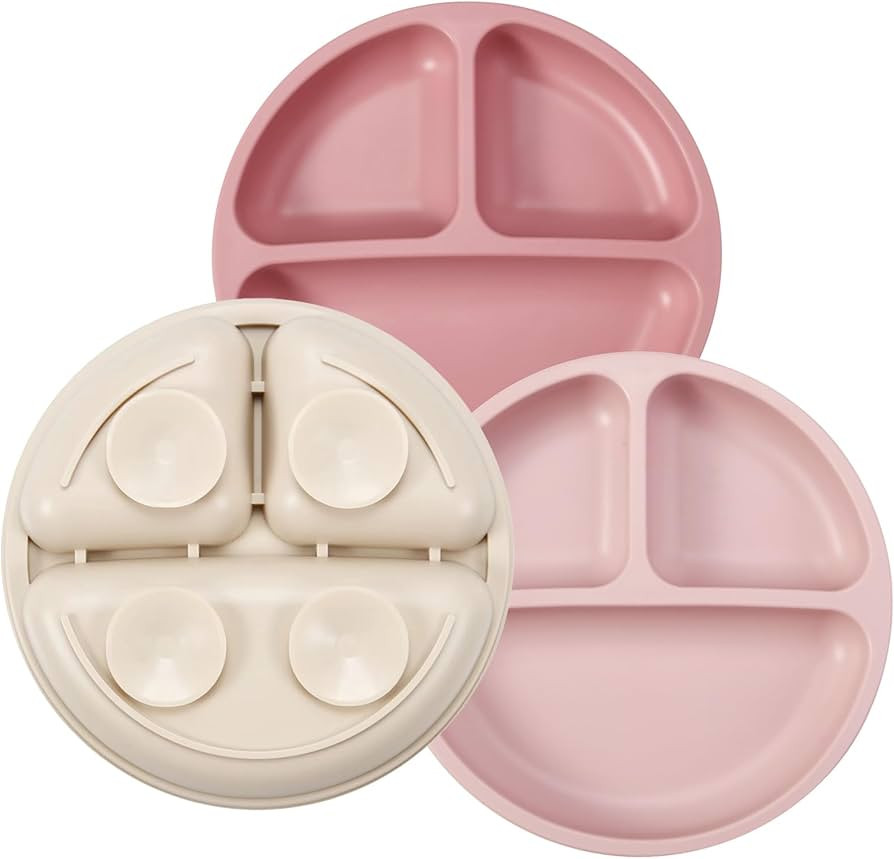 PandaEar 3 Pack Toddler Plates, Silicone Divided Suction Plate for Babies, BPA-Free 100% Food-Gra... | Amazon (US)