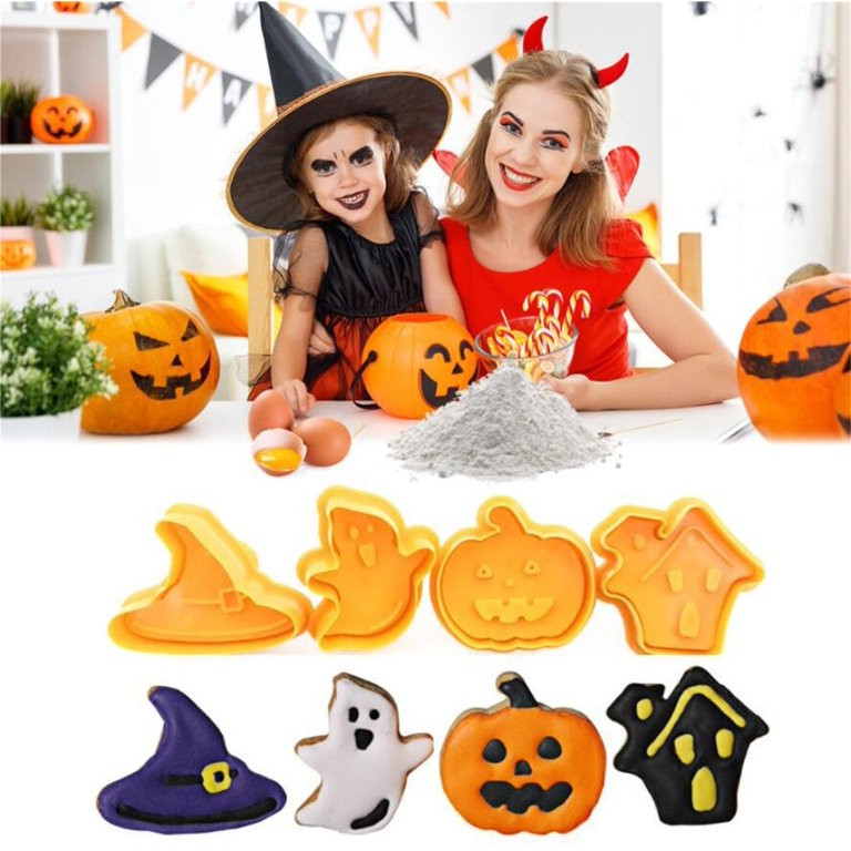 Yuseik Clearance 4-Piece Halloween Cookie Cutter 3D Cartoon Pumpkin Ghost Witch Push-Type Cookie ... | Walmart (US)