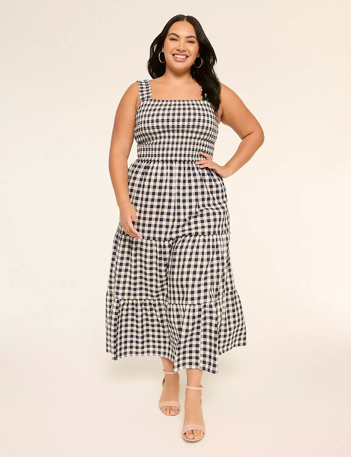 Ruffle-Strap Square-Neck Tiered Midi Dress | Lane Bryant (US)