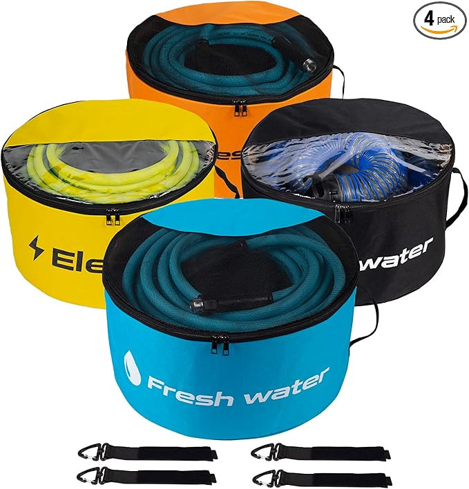 RV Sewer Hose Storage 4 Packs, Two-Way Zipper Closures and Visible Cover for RV Storage And Organ... | Amazon (US)