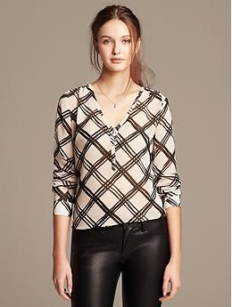 Abstract Plaid Riviera Blouse | Banana Republic US