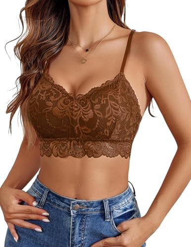 Avidlove Lace Bralettes for Women Padded Bralette Camisole Racerback Crop Top Floral Lace Bralett... | Amazon (US)