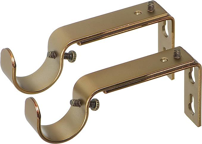 Ivilon Adjustable Brackets for Curtain Rods - for 1 or 1 1/8 Inch Rods. Set of 2 - Warm Gold | Amazon (US)