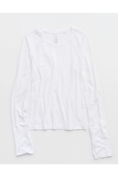 OFFLINE BY Aerie Gotta Run Long Sleeve T-Shirt Women's White L | Aerie
