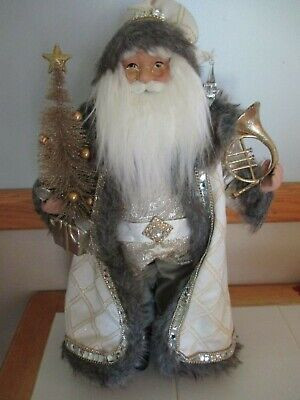 NWT Large 20" JEWELED Gold & Silver Christmas Santa Claus Figurine Statue-Horn!  | eBay | eBay US