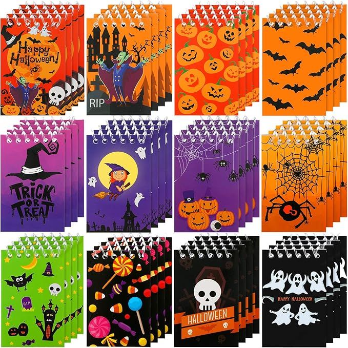 48 Pieces Halloween Mini Notepads Mini Spiral Notebooks Pumpkin Pattern Notebooks Halloween Memo ... | Amazon (US)